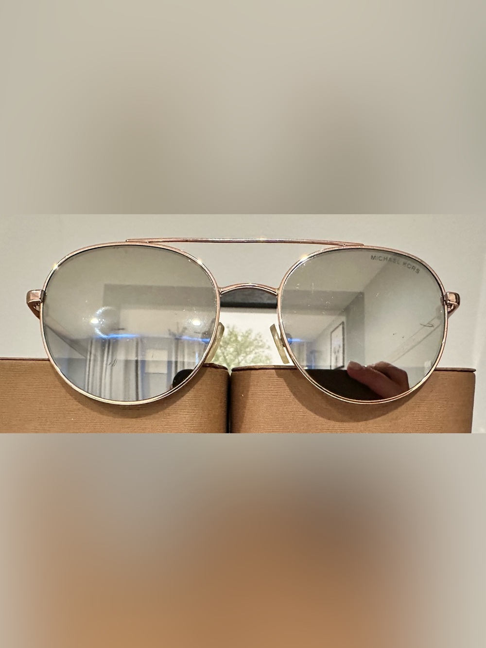 Michael Kors Aviator Sunglasses in Rose Gold with Mirrored Lenses